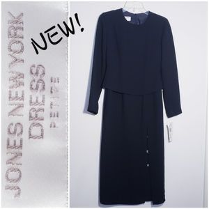 🤍NWT! Jones NY PETITE>>>long sleeve black dress *size 4P